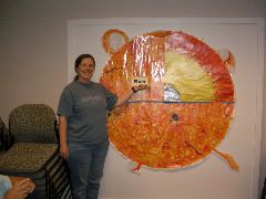 Dr. Judy Meyer and her solar model