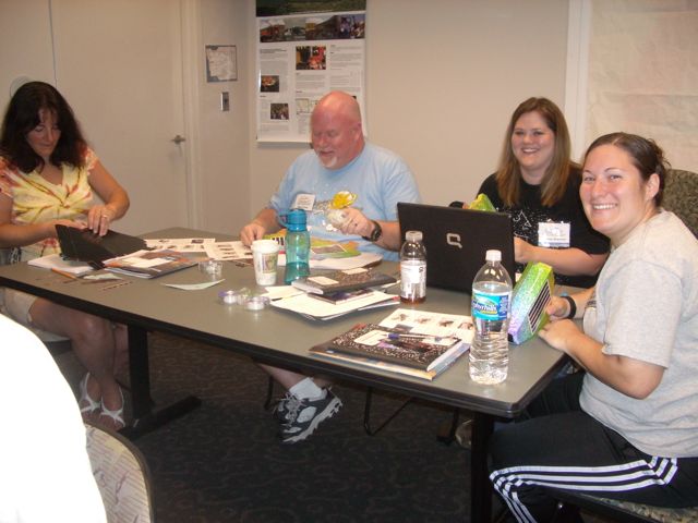 Michelle White, Wade Green, Melissa, and Danielle make spectrometers