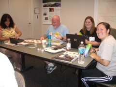 Michelle White, Wade Green, Melissa, and Danielle make spectrometers