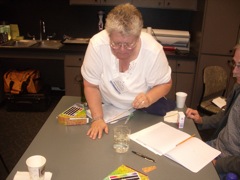 Brigid Stanley stirs pepper into water - the result is not 