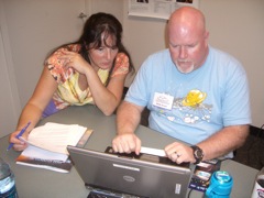 Michelle and Wade concentrate on their analysis