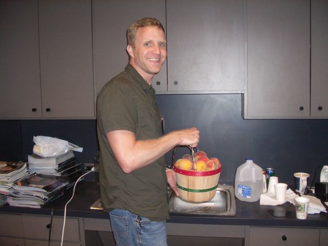 Kyle provided peaches for the afternoon break