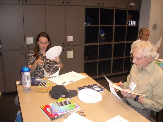 Amanda and Cliff cut out the  RA/dec star wheel