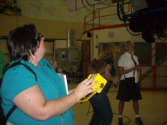 Linda moves the telescope