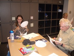 Amanda and Cliff cut out the  RA/dec star wheel