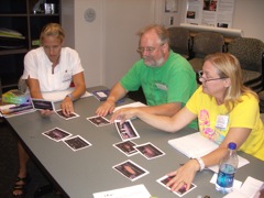 Leslie, David, and Laura sort planetary formation cards