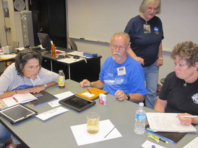 Dr. Hemenway questions Alice Kinard, John Farmer, and Robin Sissell about their results.