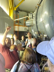 VIsiting the aluminizing chamber.